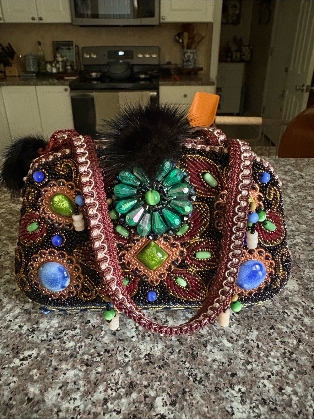 Mitchies Matchings Embellished Beaded Floral Accent Shoulder Bag - Multicolor